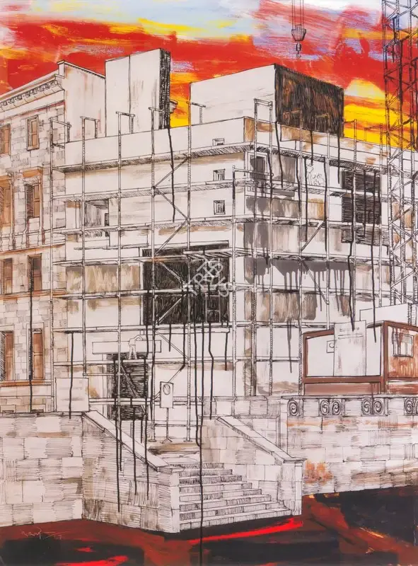 R. Raja (Artist), Construction in Progress, 2007, Painting