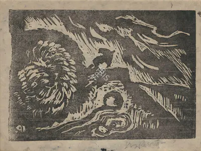 Ramkinkar Baij (Artist), The Storm, 1945, Graphic Art