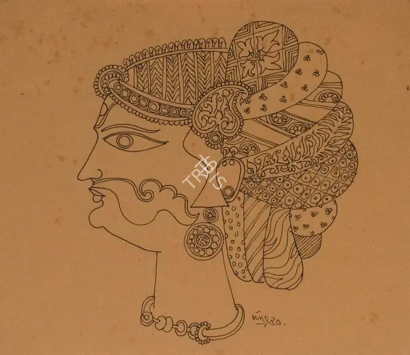 K. Laxma Goud (Artist), Untitled (Profile), 1970, Painting