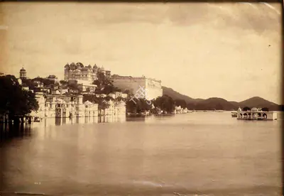 Lala Deen Dayal (Photographer), Rear view Palace, Oodeypoor, Antiquarian Photograph