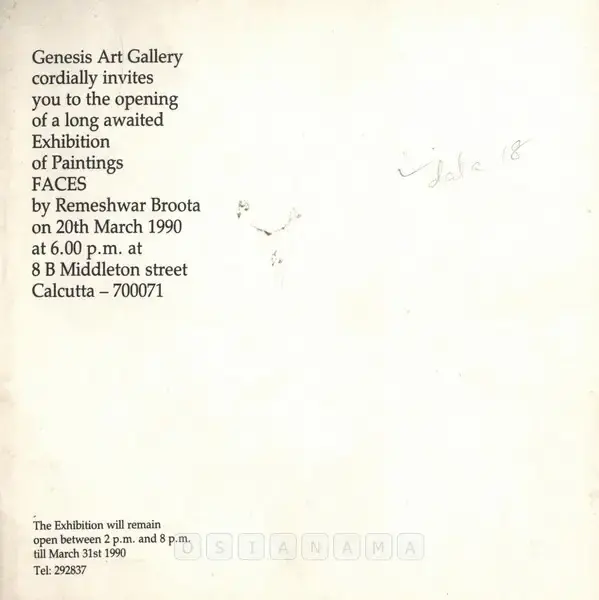 Rameshwar Broota (Artist), Faces, 1990, Solo Exhibition Invitation