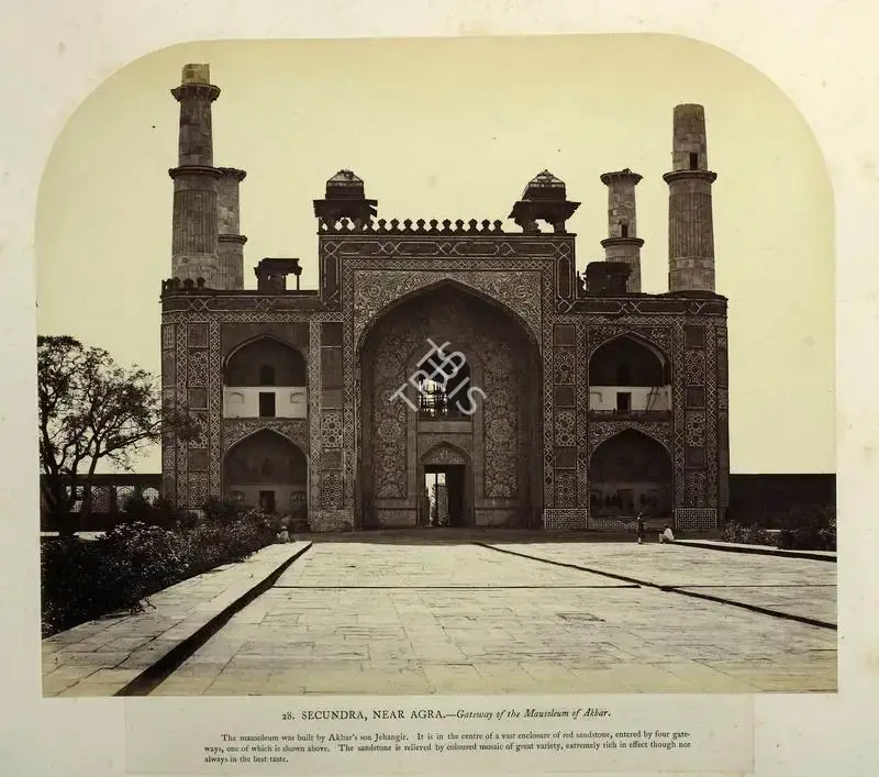 Eugene Clutterbuck Impey (Photographer), Secundra, Near Agra - Gateway of the Mausoleum of Akbar, Antiquarian Photograph
