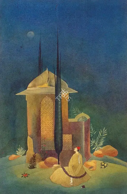 M.A.R. Chughtai (Artist), Sukut-I-Shab, 1945, Painting