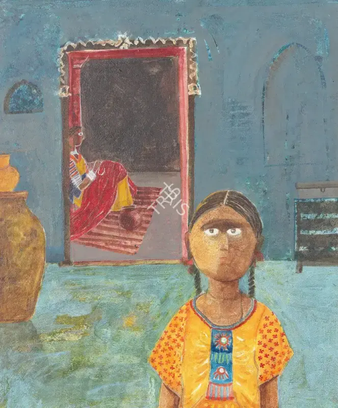 Manisha (Artist), Untitled (Girl and Mother), Painting