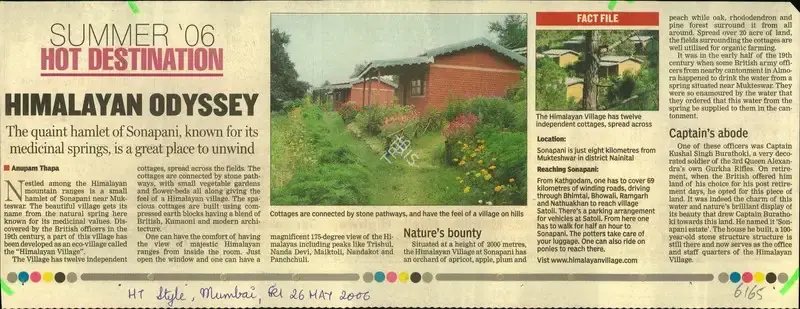Anupam Thapa (Reporter), Himalayan Odyssey, 2006, Newspaper Clipping