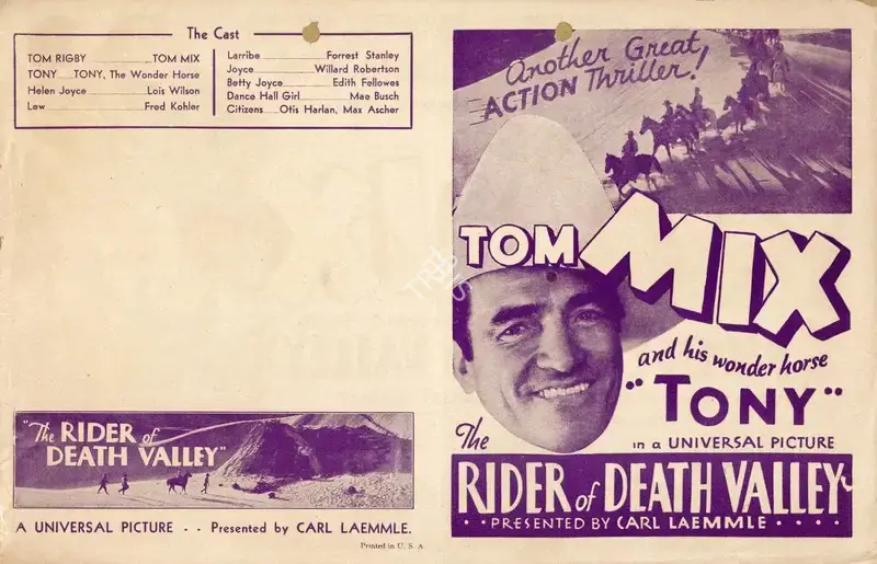Albert S. Rogell (Director), The Rider Of Death Valley, 1932, Handbill