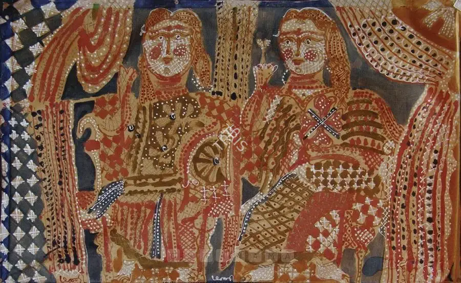 K.G. Subramanyan (Artist), Two Women, 1999, Painting