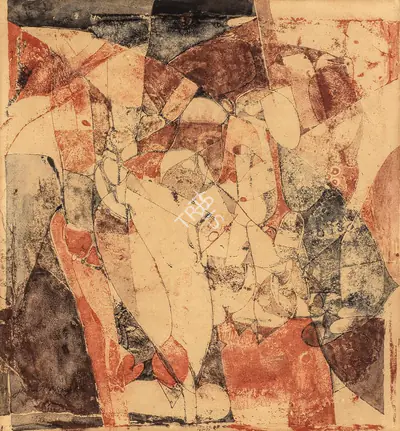Jamil Naqsh (Artist), Untitled (Khajuraho Cave Series), 1971, Painting