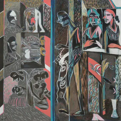 Subramanyan, K.G. (Artist). Art Gallery, 2000 | Painting, Sa.Onl/06.12.18, 2018 · Saffronart