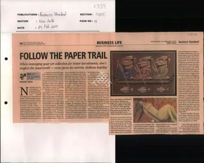 Kishore Singh (Reporter), Follow the Paper Trail, 2010, Newspaper Clipping