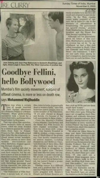 Mohammed Wajihuddin (Reporter), Goodbye Felling,hello Bollywood, 2005, Newspaper Clipping
