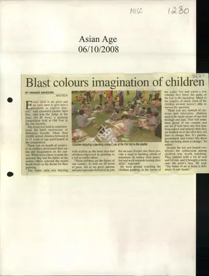 Hemant Abhishek (Reporter), Blast Colours Imagination of Children, 2008, Newspaper Clipping