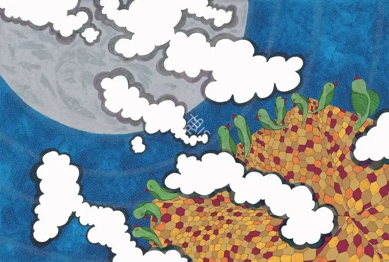 Namrita Bachchan (Artist), Slender arms of streaming light from the series "Madhushala - The House of Wine", 2009, Painting