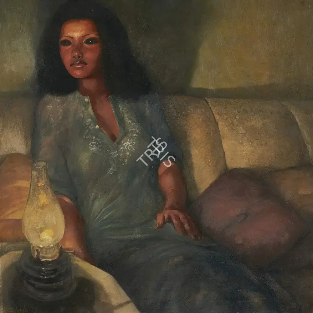 Bikash Bhattacharjee (Artist), -----And The Lamp, 1979, Painting