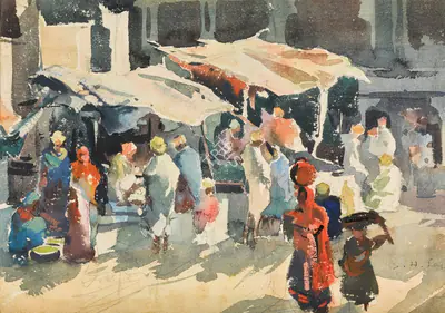 S.H. Raza (Artist), Untitled, 1945, Painting