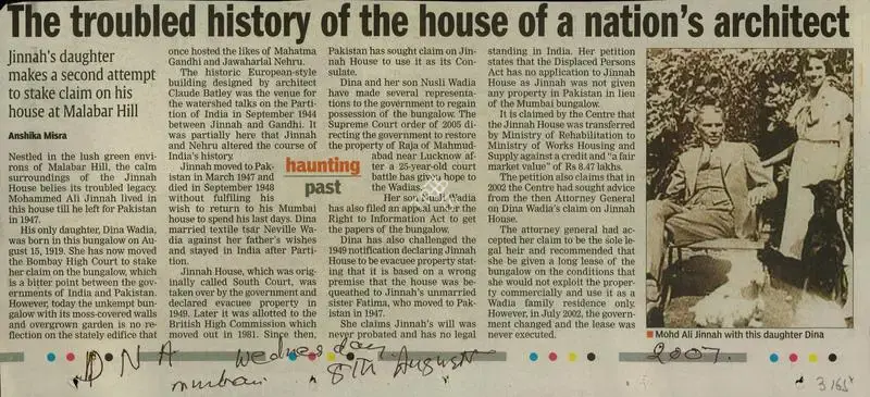 Anshika Mishra (Reporter), The Troubled History of the House of a Nation's Architect, 2007, Newspaper Clipping