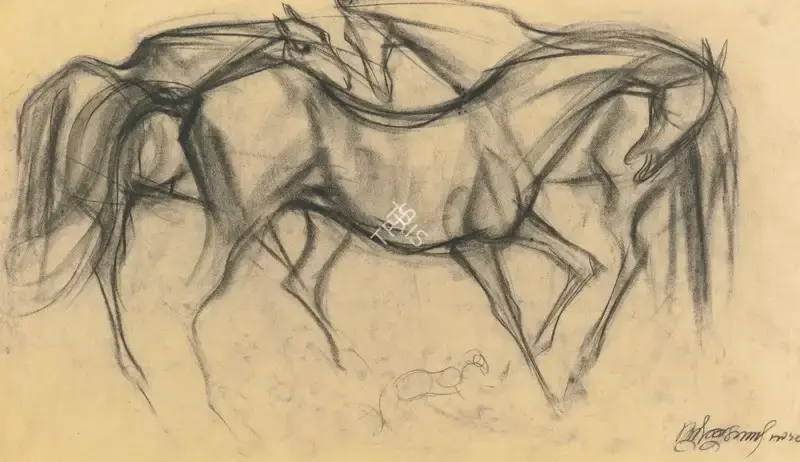 Sunil Das (Artist), Untitled Horses, 1960, Drawing