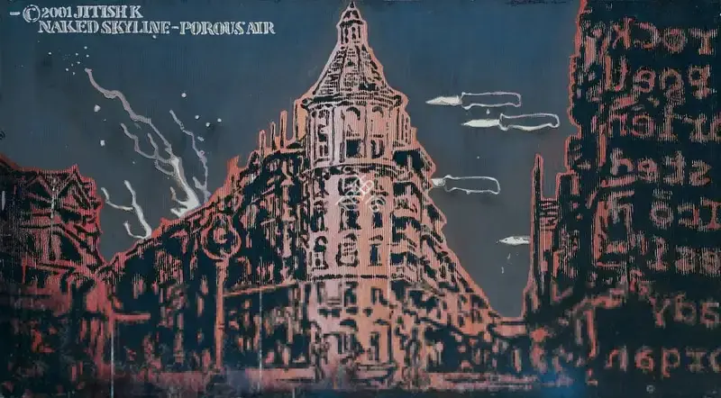 Jitish Kallat (Artist), Naked Skyline - Porous Air, 2001, Painting