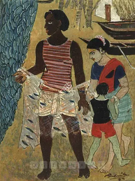 Shankar Palsikar (Artist), Goan Life, 1983, Painting