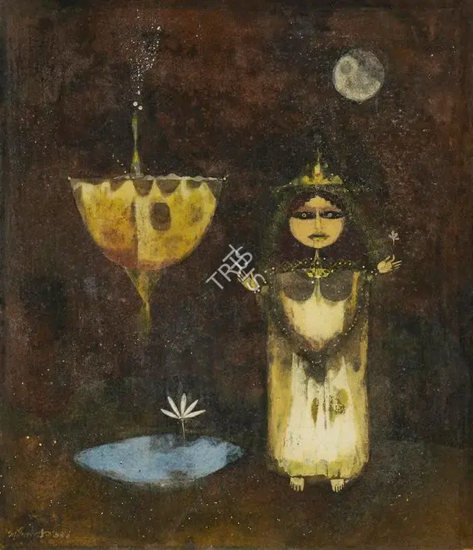 Pyne, Ganesh (Artist). Before the Fountain, 1969 | Painting, AG.Mum/22.12.18, 2018 · Asta Guru