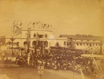 Lala Deen Dayal (Photographer), Arrival at Bashir-Bagh, 1889, Antiquarian Photograph