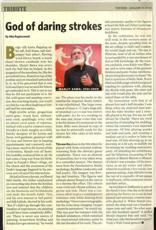 Alka Raghuvanshi (Writer), God of Daring Strokes, 2009, Newspaper Clipping