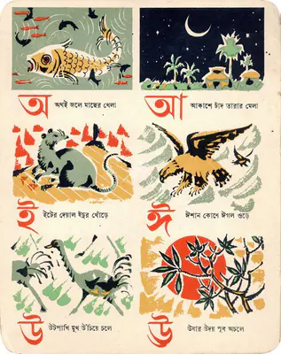 Satyajit Ray (Artist), Ray's illustrations for the alphabet book, Hatekhadi made in 1948, 1948, Graphic Art