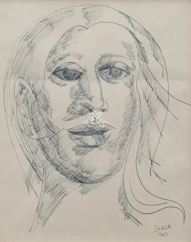 F.N. Souza (Artist), Untitled (Venus), 1949, Drawing & Sketch