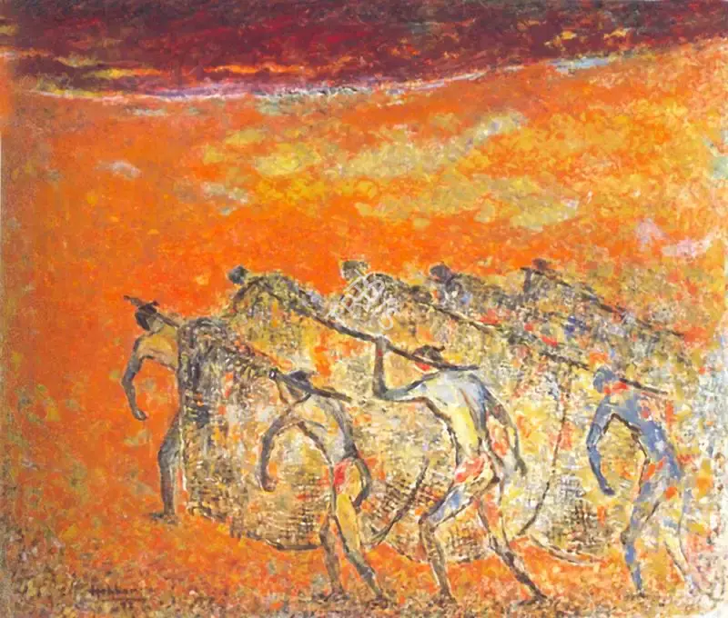 Hebbar, K.K. (Artist). The Big Net, 1992 | Painting, So.NeY/10.10.97, 1992
