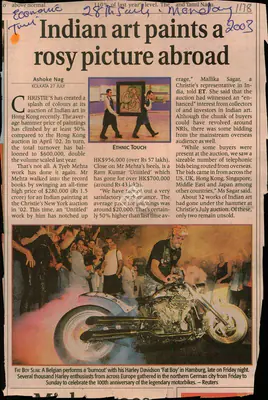 Ashoke Nag (Reporter), Indian Art Paints a Rosy Picture Abroad, 2003, Newspaper Clipping