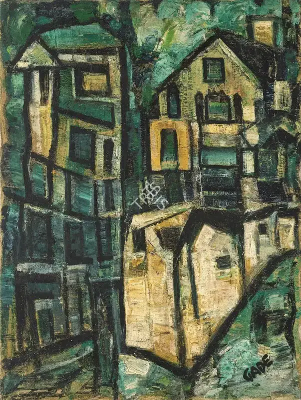 H.A. Gade (Artist), Houses, 1959, Painting