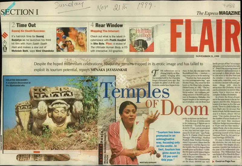 Menaka Jayasankar (Reporter), Temples of Doom, 1999, Newspaper Clipping