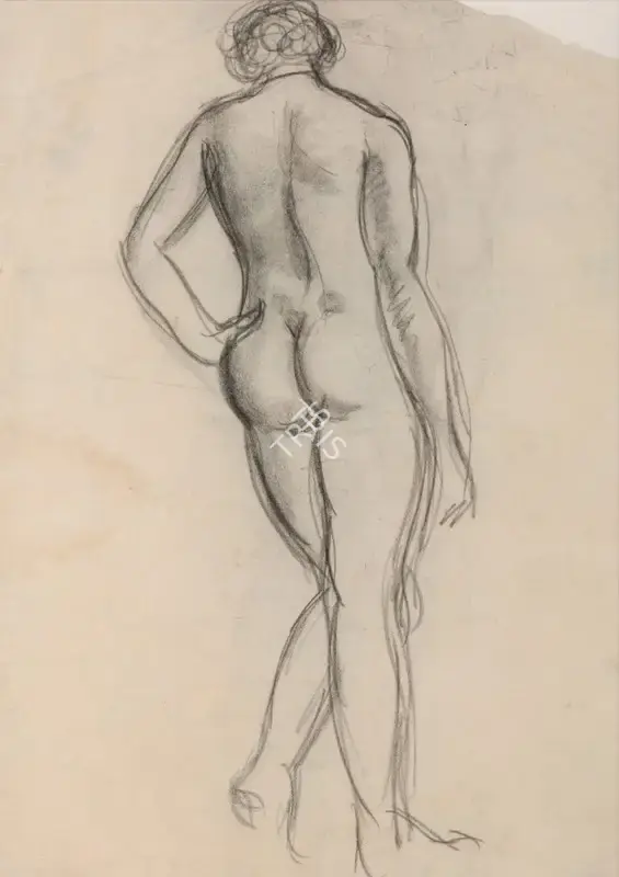 Amrita Sher-Gil (Artist), Untitled (Nude), 1930, Drawing