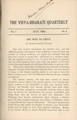 Rabindranath Tagore (Editor), Visva-Bharati Quarterly, 1923, Journal