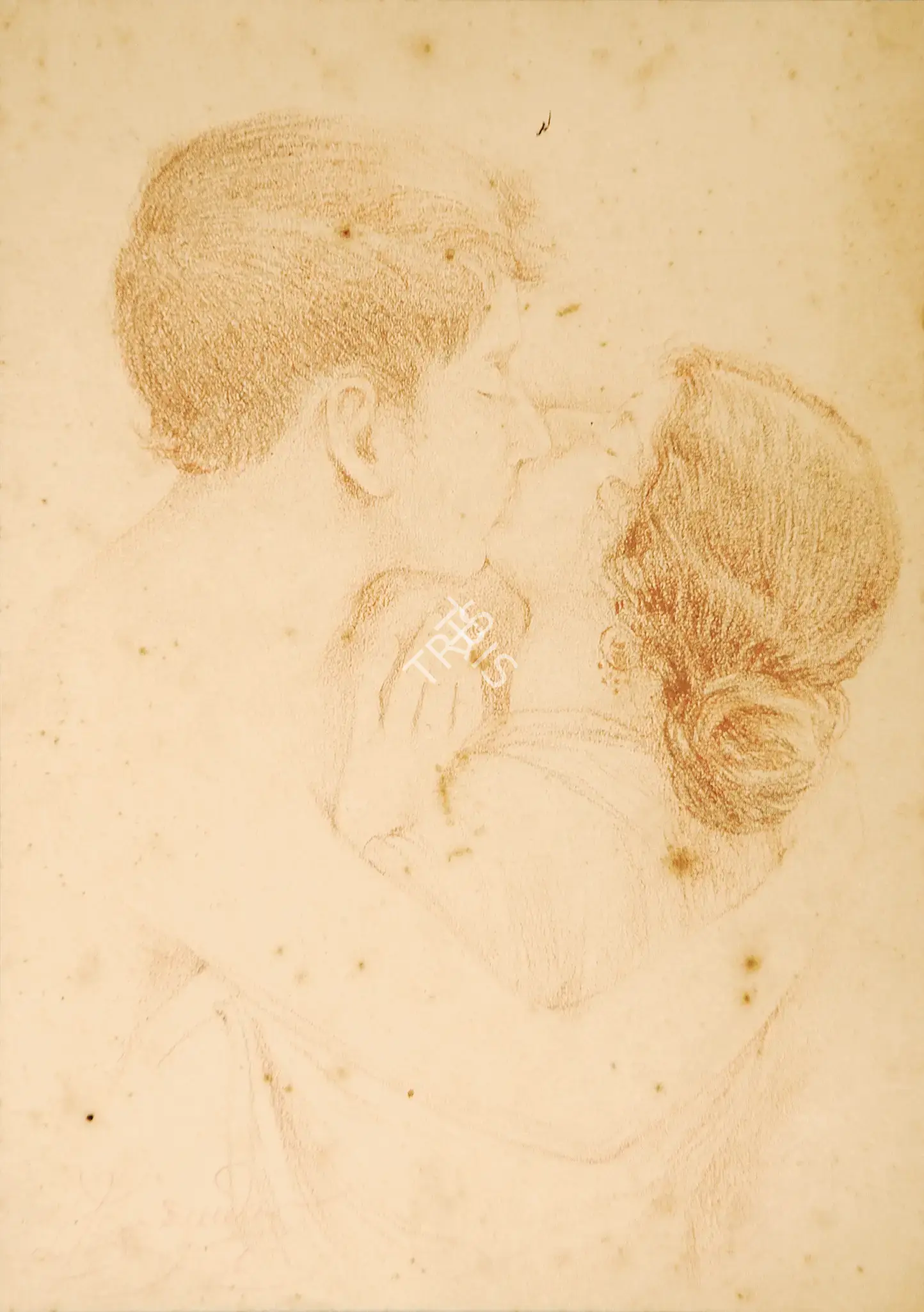 Hemendranath Mazumdar (Artist), The Kiss, 1926, Drawing