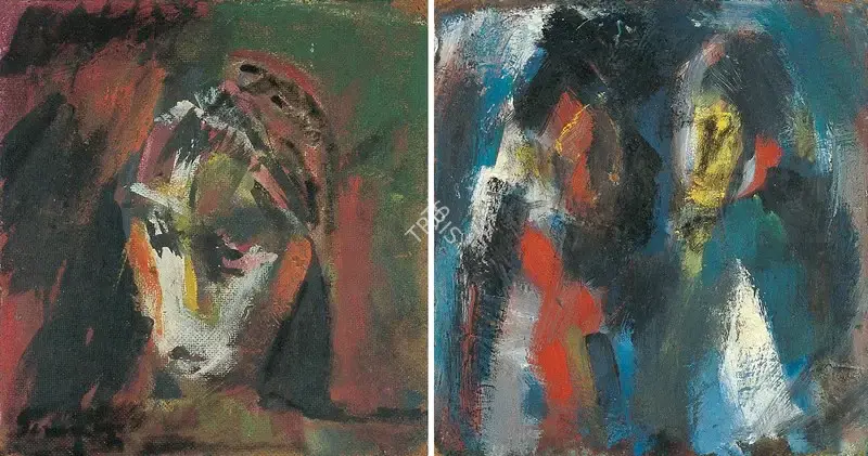 Somnath Hore (Artist), Figures (double-sided), 1975, Painting