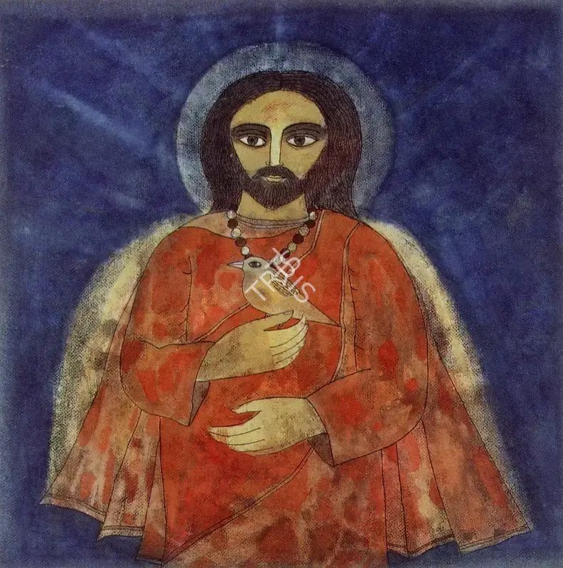 Badri Narayan (Artist), Christ with the Bird of Eternal Life, 1989, Painting