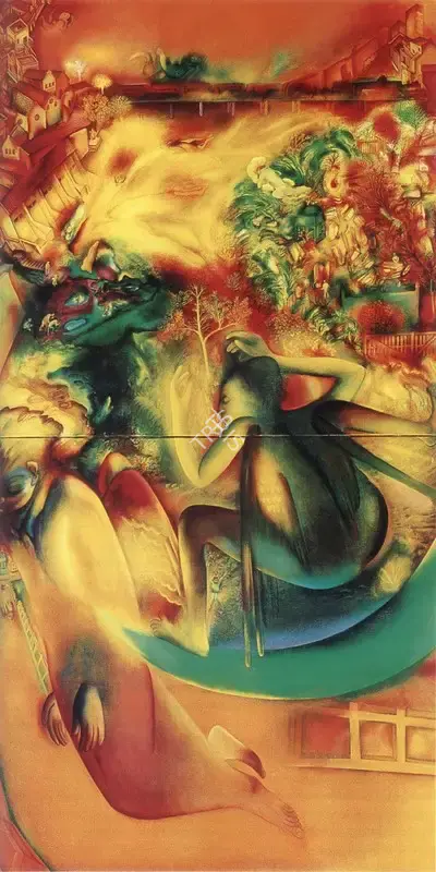 G.M. Sheikh (Artist), Hovering, 1987, Painting