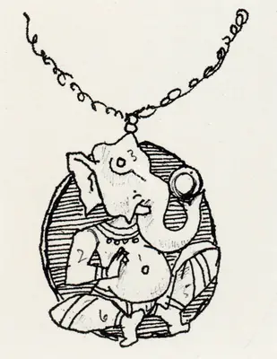 Husain, M. F. (Artist). A sketch on paper, Jewellery design (Ganesha). Pen on paper, n.d. | Maqbool Fida Husain, 2008 | Drawing | FineArts | 00495208