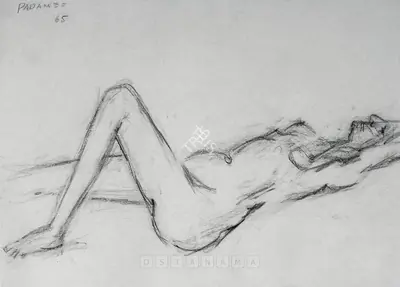 Akbar Padamsee (Artist), Reclining Woman, 1965, Drawing