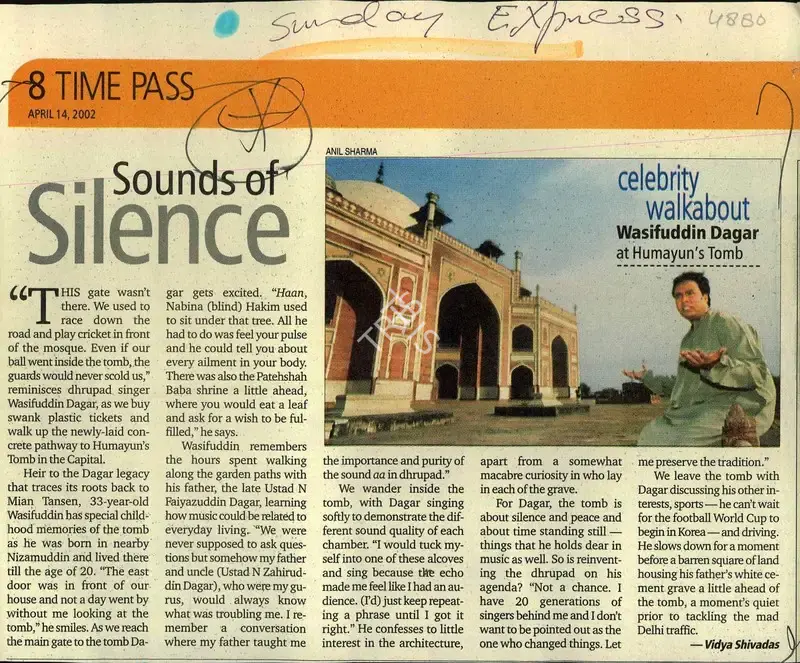 Vidya Shivadas (Reporter), Sounds of Silence, 2002, Newspaper Clipping