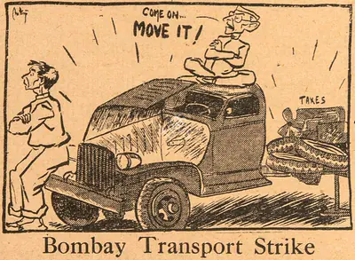 Basu Chatterjee (Cartoonist), Bombay Transport Strike, 1952, Cartoons