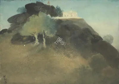Tagore, Abanindranath (Artist). Temple On Hill Top, early 1910s | Painting, 2010 · Osian's