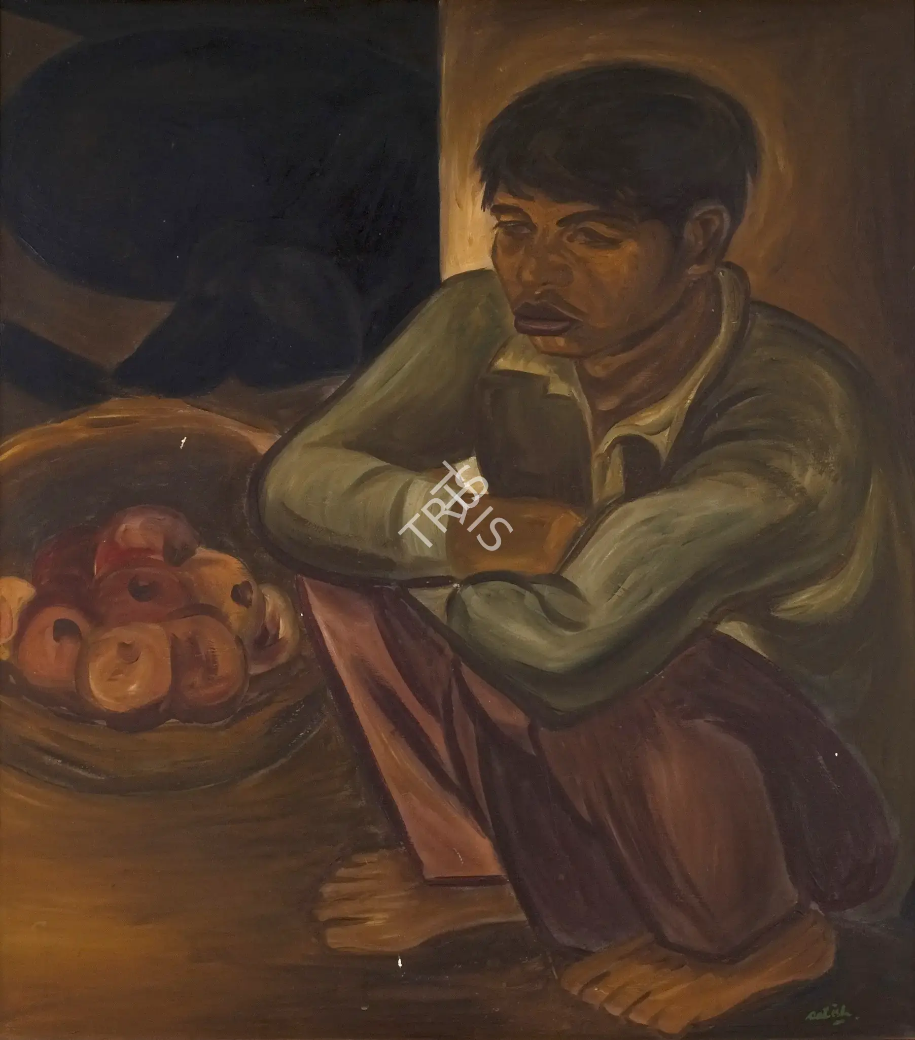 Satish Gujral (Artist), Boy With Fruits, 1959, Painting