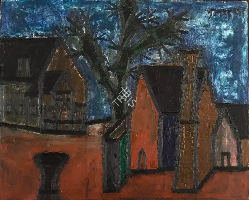 F.N. Souza (Artist), La Place Town Square, 1955, Painting