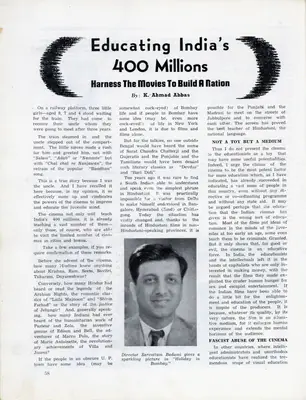 Khwaja Ahmad Abbas (Essayist), Educating India's 400 Millions, 1941, Essay