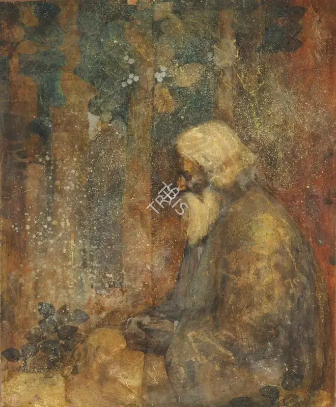Ganesh&nbsp;Pyne (Artist), Portrait of Rabindranath Tagore, 1961, Painting