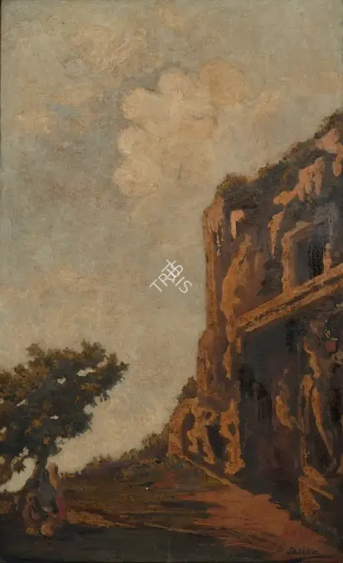 Sailoz Mookherjea (Artist), Cave Gate, 1945, Painting
