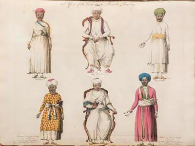 Unknown (Printmaker), The Native Judges and Officers of the Court of the Recorder. Bombay, 1805, Aquatint