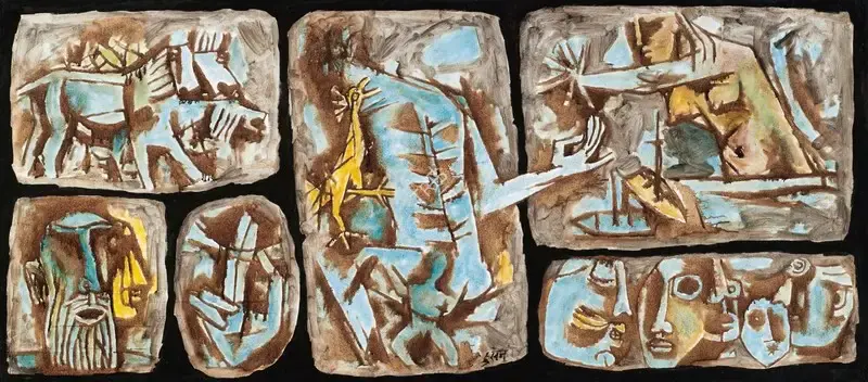 Husain, M.F. (Artist). The Sixth Seal, 1964 | Painting, So.Lon/06.10.15, 2015 · Sotheby's